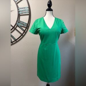 J Crew Dress Green Lined Short Sleeve Sheath Size 10